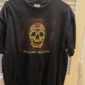 HARLEY DAVIDSON T- Shirt, Miami Beach, Florida, Black, Large